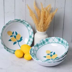 PLAID SET OF FOUR LEMON BOWLS